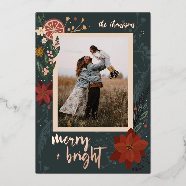 Foil Winter Spice Flat Holiday Photo Card (Front)