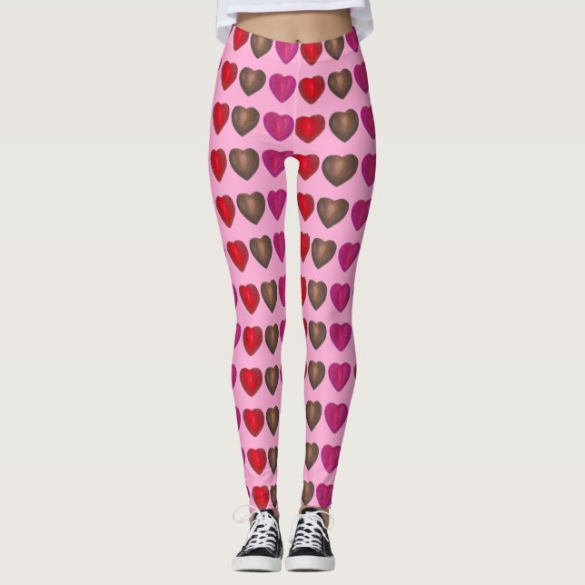 Foil Wrapped Candy Hearts Valentine's Day Leggings (Front)