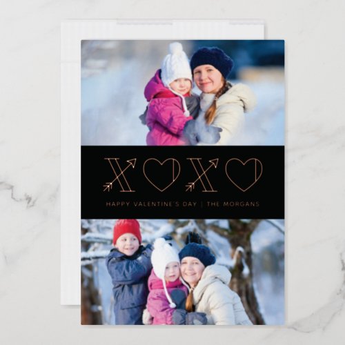 Foil Xs  Os Valentines Day 2_Photo Card _ Black