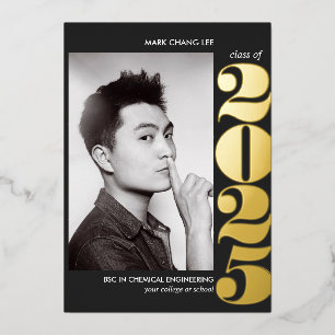 Foil YEAR COLLEGE UNIVERSITY PHOTO GRADUATION Invitation