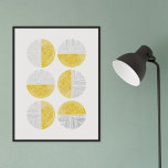 Foil Yellow Circle Geometric Art Print Poster<br><div class="desc">This modern art print features a series of circles divided in half, and divided up with curvilinear and straight lines. The solid half of each circle is a vibrant yellow color, while the other half is pressed in gold or silver foil. This design is versatile enough to work with a...</div>