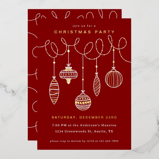 Foiled Pressed Christmas Ornaments Foil Holiday Card (Front/Back)