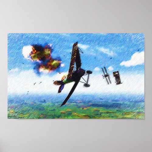 Fokker DVII shotdown by Nieuport 28C1 Poster