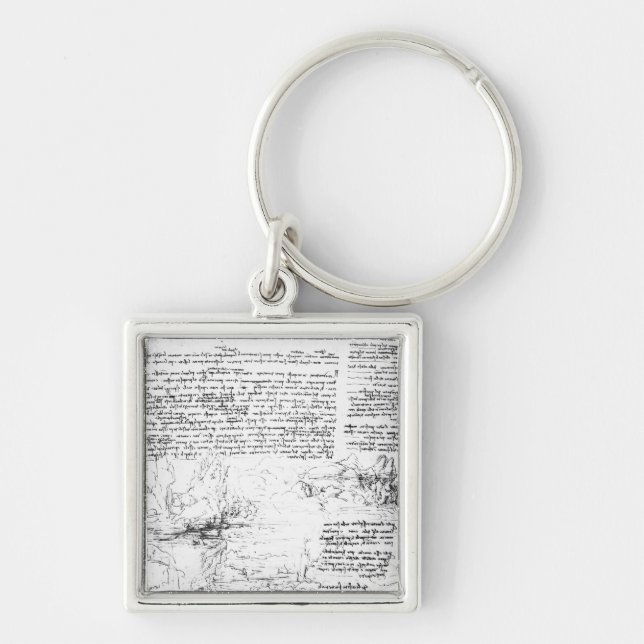 Fol.145v-a, page from Da Vinci's notebook Keychain (Front)