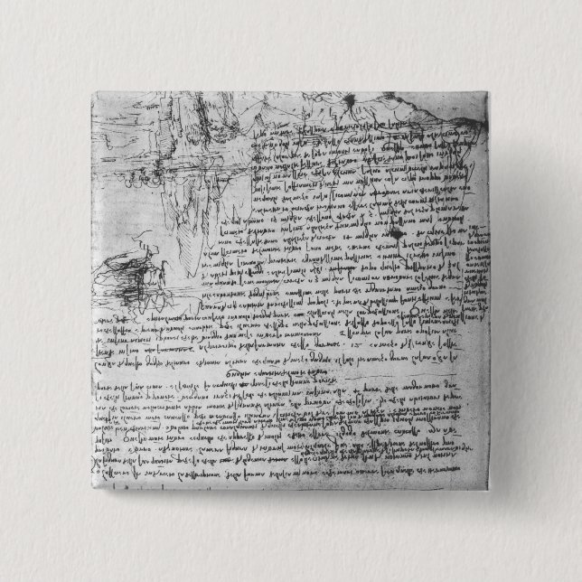 Fol.145v-b, page from Da Vinci's notebook Button (Front)