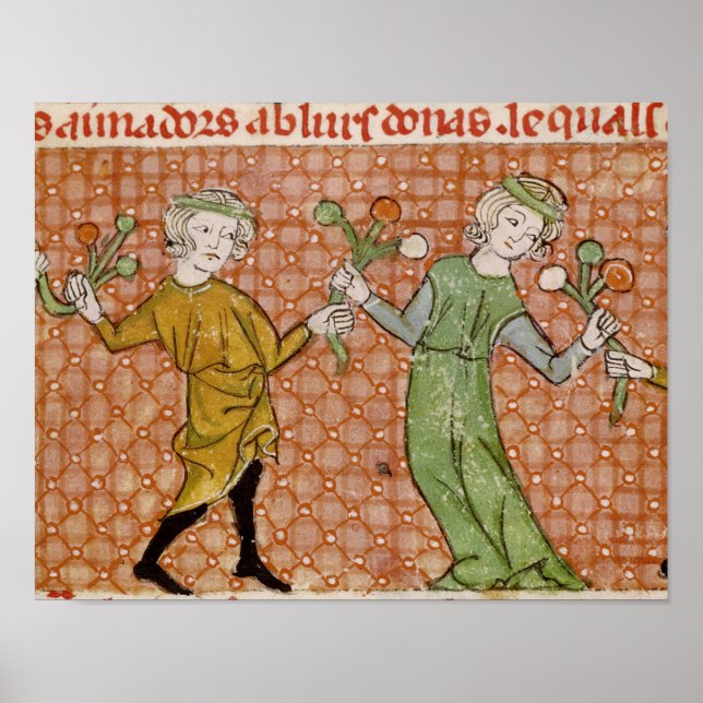 Fol.215v The Temptation: A Dancing Couple Poster (Front)