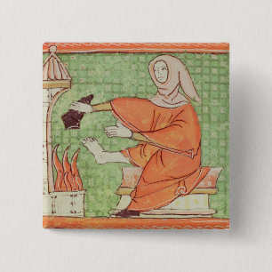 Fol.58r February: Warming by the Fire Pinback Button