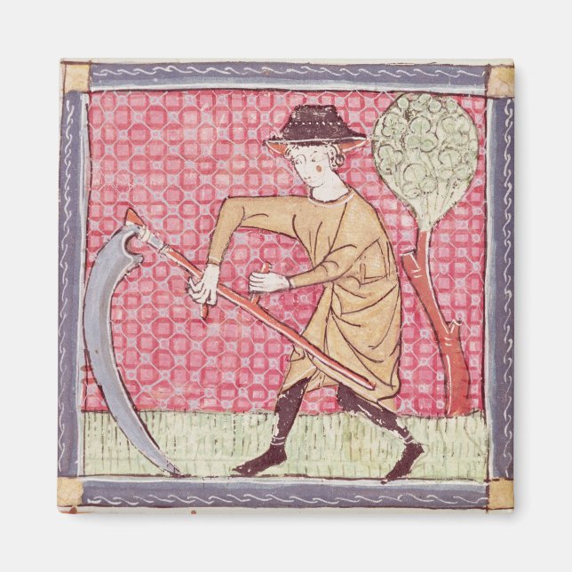 Fol.58v June: Haymaking Magnet (Front)