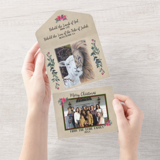 Fold out lion and lamb card with tear-off photo (Tearaway)