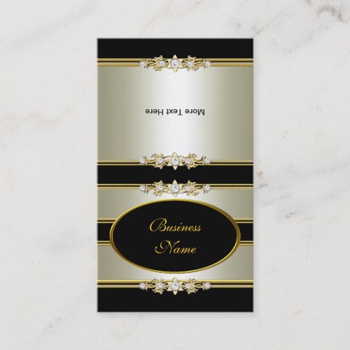 Fold Over Elegant Cream Gold Black Business Card