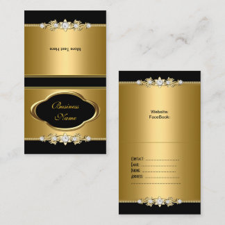 Fold Over Elegant Gold Black Jewel Image Business Card