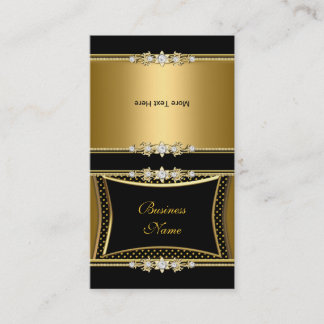 Fold Over Elegant Gold Black Jewel Image Dots Business Card