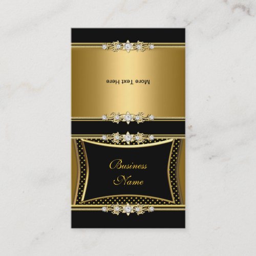 Fold Over Elegant Gold Black Jewel Image Dots Business Card