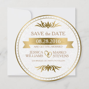 Fold & White Vintage Frame Save The Date