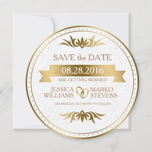 Fold  White Vintage Frame Save The Date