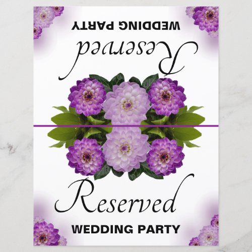 Foldable Reserved Wedding Party Purple Floral