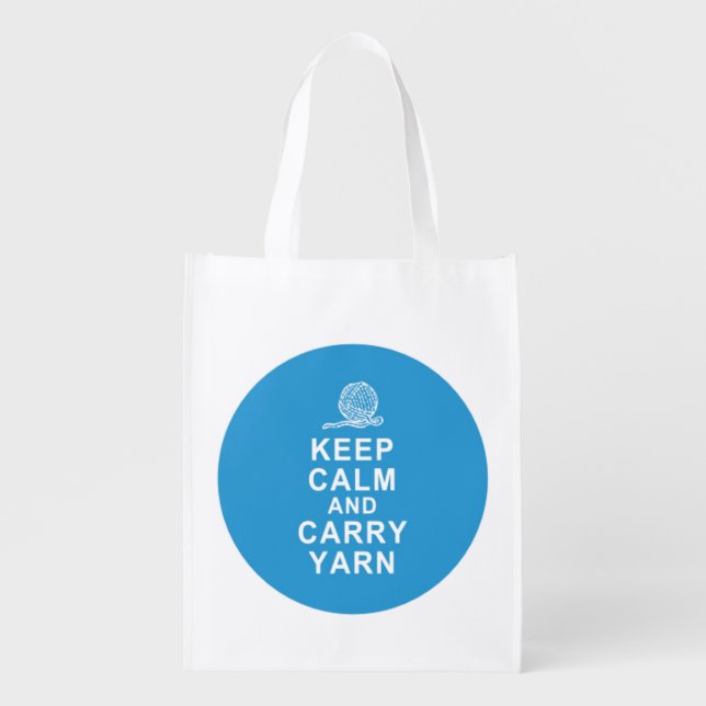 Foldable reusable grocery tote bag yarn tote bag (Front)