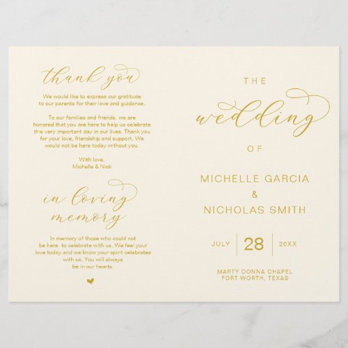 Foldable Wedding Programs in Elegant Luxury theme