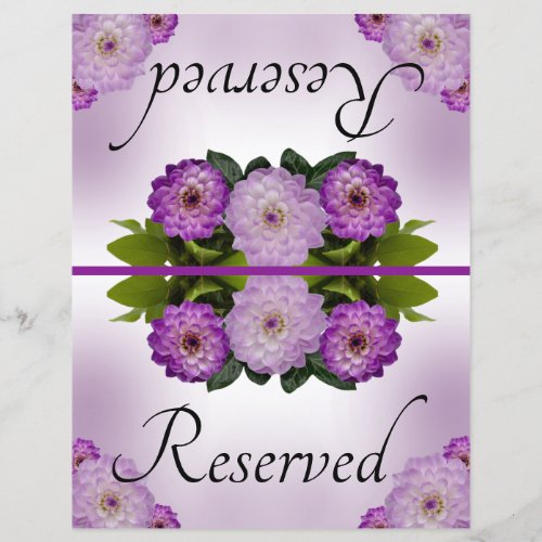 Foldable Wedding Reserved Dahlia Purple Floral