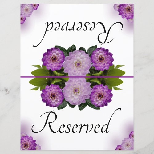 Foldable Wedding Reserved Dahlia Purple Floral