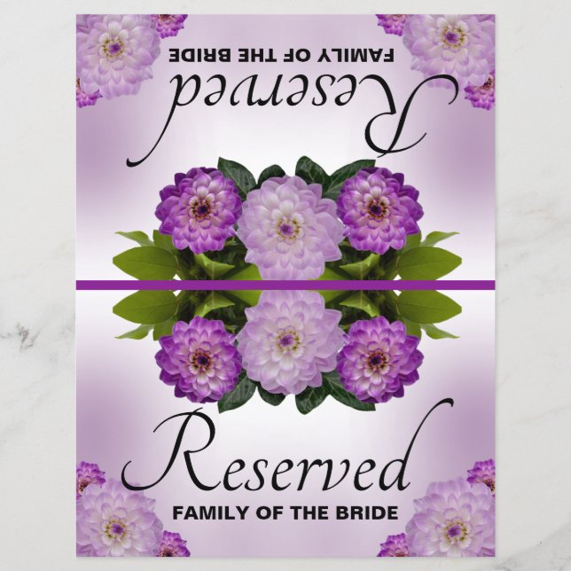 Foldable Wedding Reserved Dahlia Purple Floral (Front)
