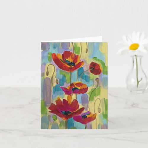 Folded Abstract Poppy Greeting Card
