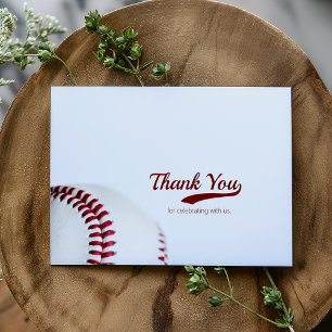Folded Baseball Theme Wedding Letterpress Thank You Card