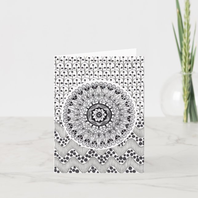 Folded Blank Note Card Doodle Medallion (Front)