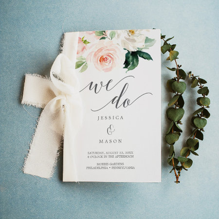 Folded Blush Floral Wedding Program Booklet Flyer