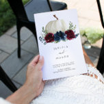 Folded Burgundy Navy Wedding Program Booklet Flyer<br><div class="desc">Everyone will love reading over the details of your wedding with this lovely folded wedding program! Easily edit the design to create a unique wedding program. Add a photo to the back! **Please note: This will arrive flat and you will need to fold in half to create programs. See the...</div>