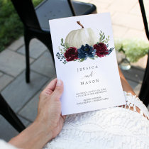 Folded Burgundy Navy Wedding Program Booklet Flyer