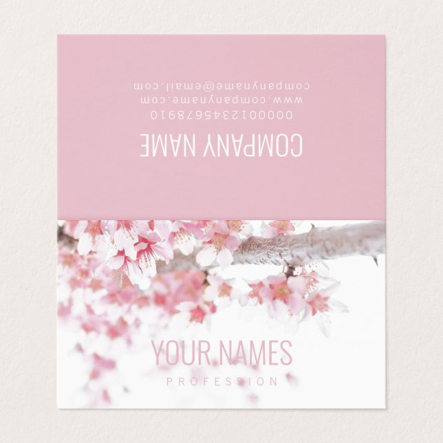 FOLDED BUSINESS CARD : CHERRY BLOSSOMS (Outside Unfolded)
