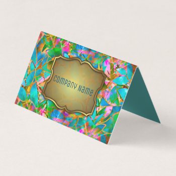 Folded Business Card Floral Abstract Stained Glass by Medusa81 at Zazzle