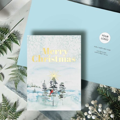 Folded Business Christmas Cards With Logo