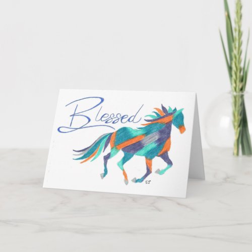 Folded Card Blessed Horse By Sherry Jarvis
