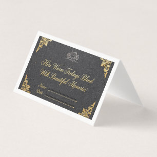 Folded Card Elegant Charcoal Housewarming Guest Bo