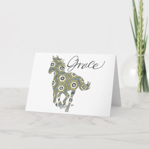 Folded Card Geometric Grace Horse by Sherry Jarivs