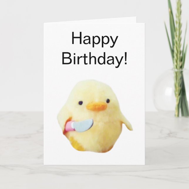 Folded Card Knife Duck Plush Meme (Front)