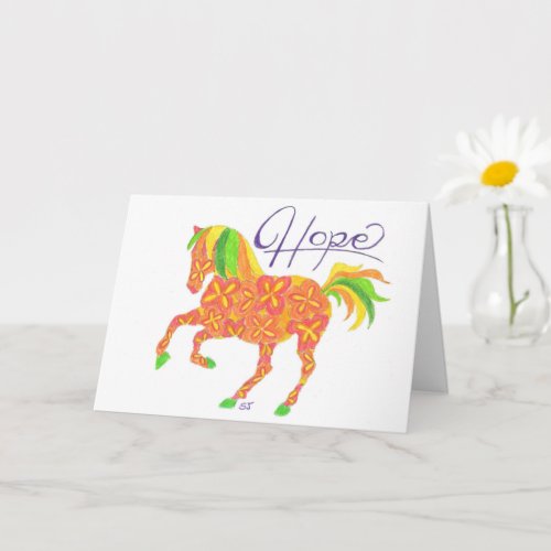 Folded Card Orange Hope Horse by Sherry Jarvis