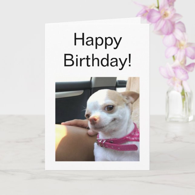 Folded Card Pretty Chihuahua Dog Meme (Orchid)