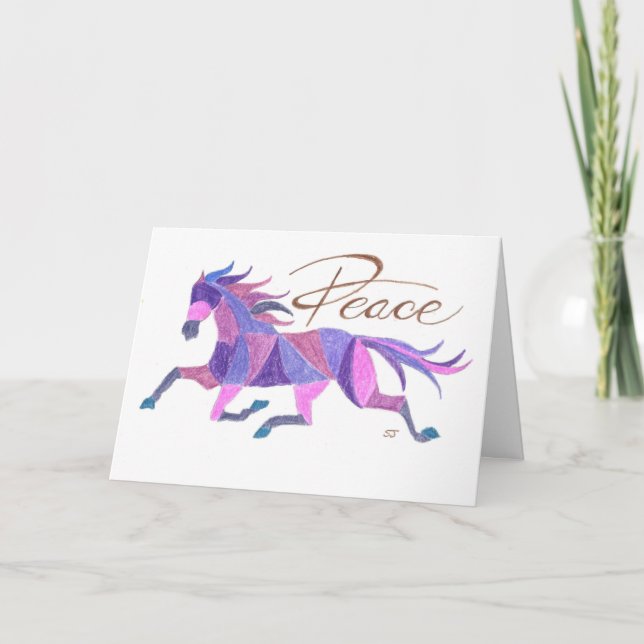 Folded Card Purple Peace Horse by Sherry Jarvis (Front)