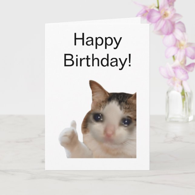 Folded Card Thumbs Up Ok Cat Meme (Orchid)