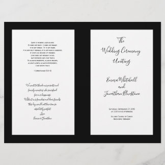 Folded Catholic Wedding Ceremony Program