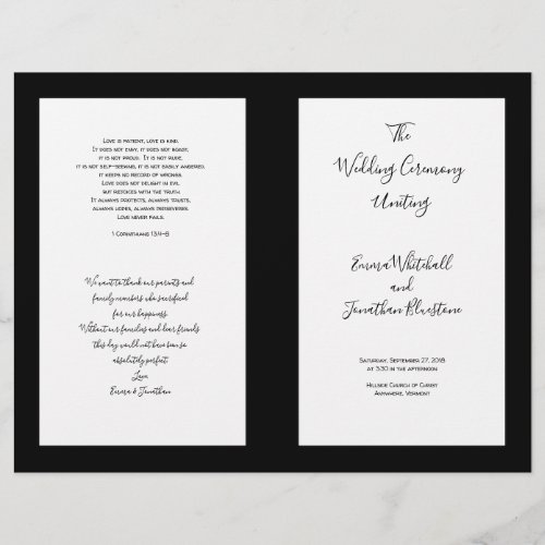 Folded Catholic Wedding Ceremony Program