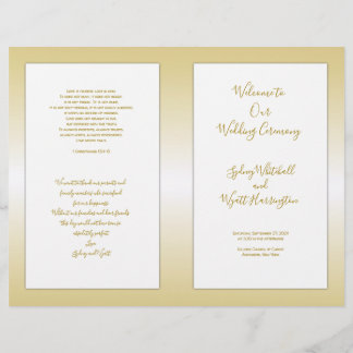 Folded Catholic Wedding Ceremony Program Gold