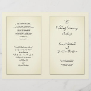 Folded Catholic Wedding Ceremony Program Vintage