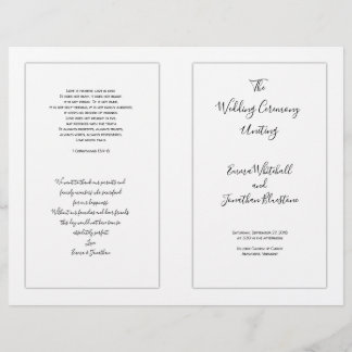 Folded Catholic White Wedding Ceremony Program