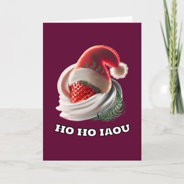 Folded Christmas Card Strawberry Cream NZ Fern  (Front)