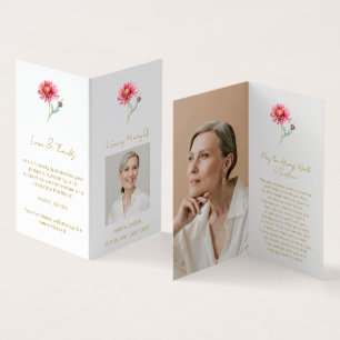 Folded Chrysanthemum Photo Funeral Prayer Card