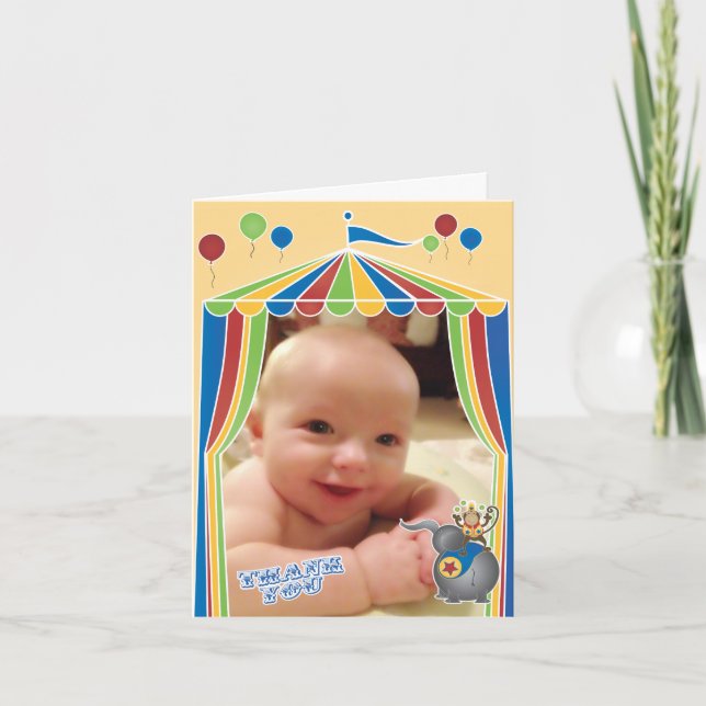 Folded Circus Thank You Notes with Your Photo (Front)